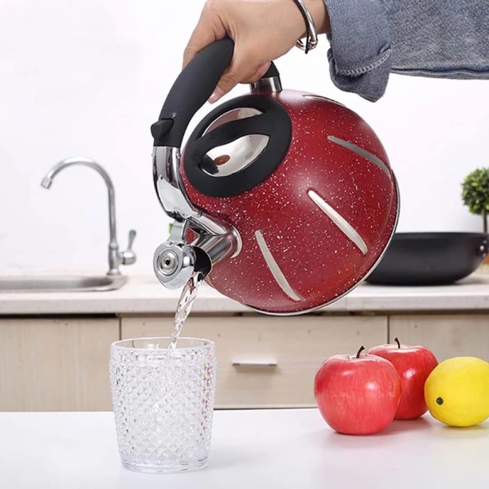 Czajnik Gazowy 3L Fluitketel Roestvrijstalen Inductiekookplaat Ketel Theeketel met hittebestendig handvat voor keukenkookplaten Do Efektywnego Gotowania
