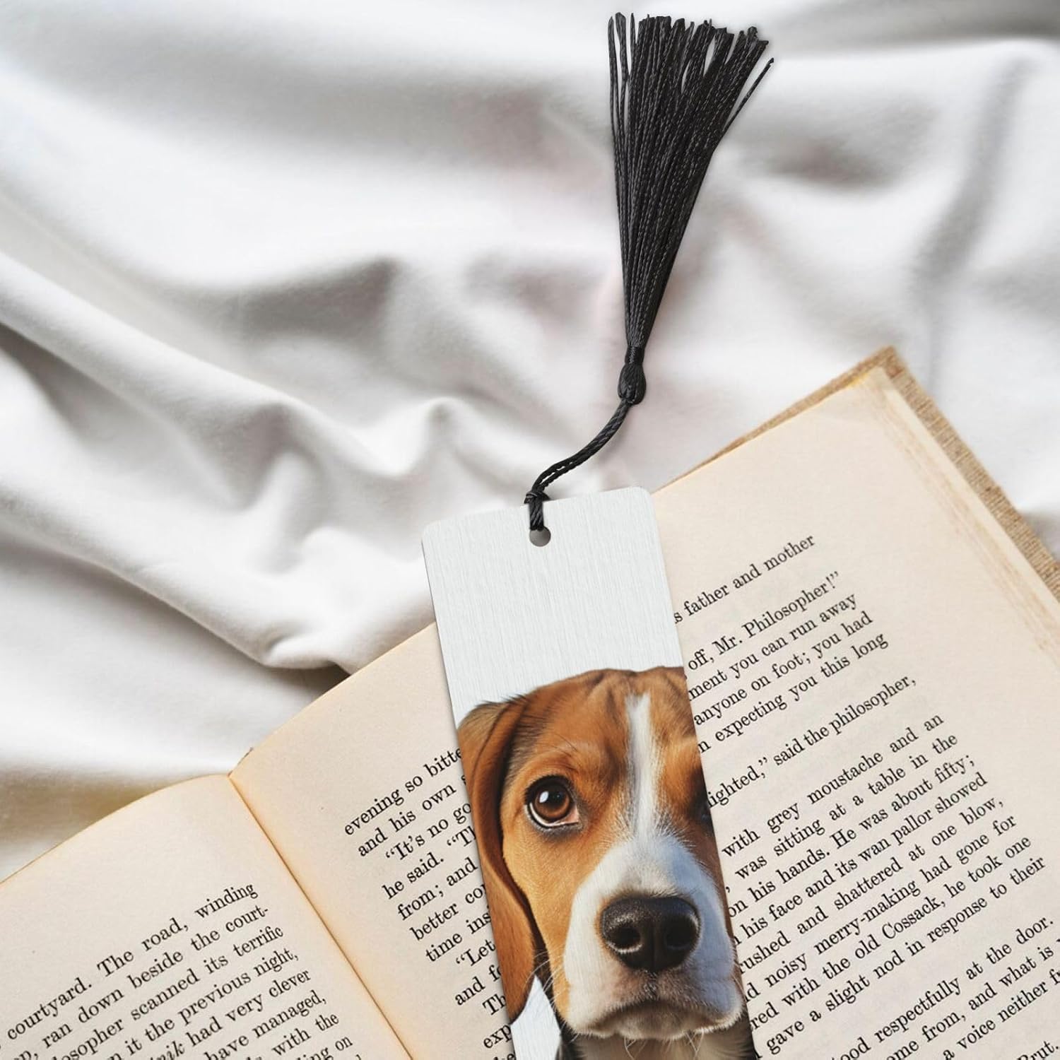 5 Pieces Wooden Bookmark for Men Women Cute Beagle Dog Book Markers Unique Handmade Book Marks with Tassel Pendant Craft Wood Bookmark for Teachers Birthday Gift image 5