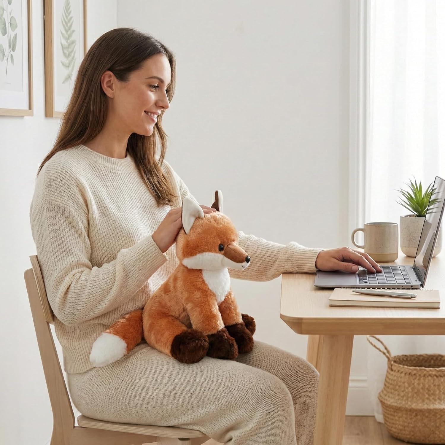 WEIGEDU Cute Red Fox Stuffed Animal Plush Toy with Big Soft Tail for Kids Boys Girls Birthday Bedtime Gift, 13 inches