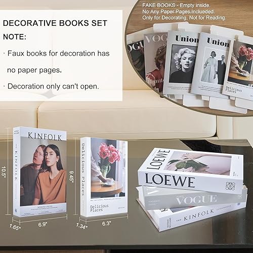 Miniatura 5 de Juego de 6 libros decorativos falsos  Libros falsos para decoración del hogar, libros decorativos para sala de libros decorativos para mesa de