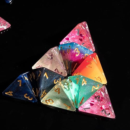 Miniatura 4 de Paquete de 10 dados D4  Dados poliédricos de color aleatorio para D&D, DND, juegos de mesa, juegos de rol