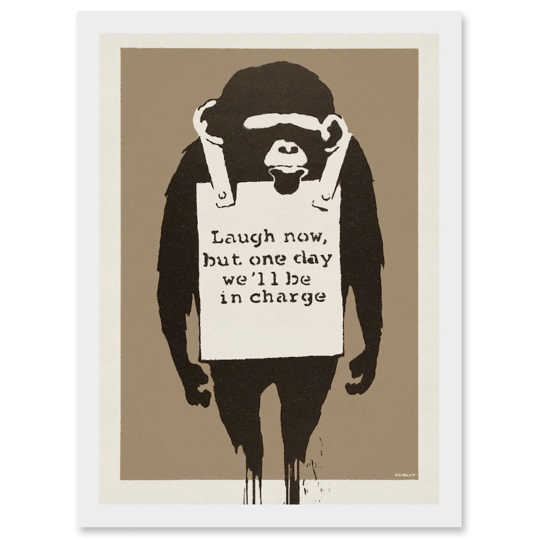 Artery8 Banksy Laugh Now Graffiti Street Mural Ape Artwork Framed Wall Art Print A4