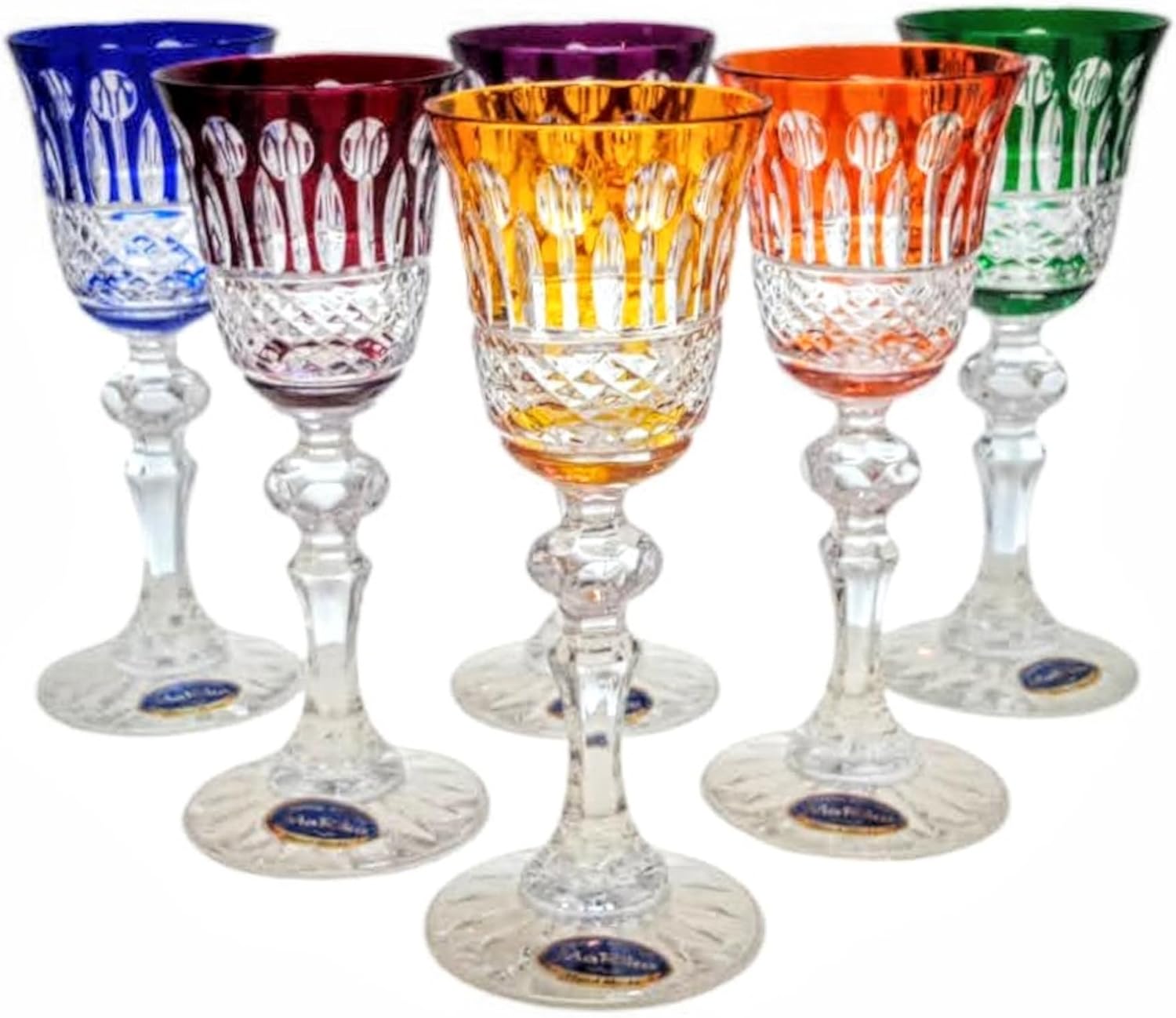 MaRika Handmade Crystal Liqueur Glasses - 60ml - Set of 6 Ideal for Fine Liqueurs and Spirits Elegant Design Perfect for Special Occasions