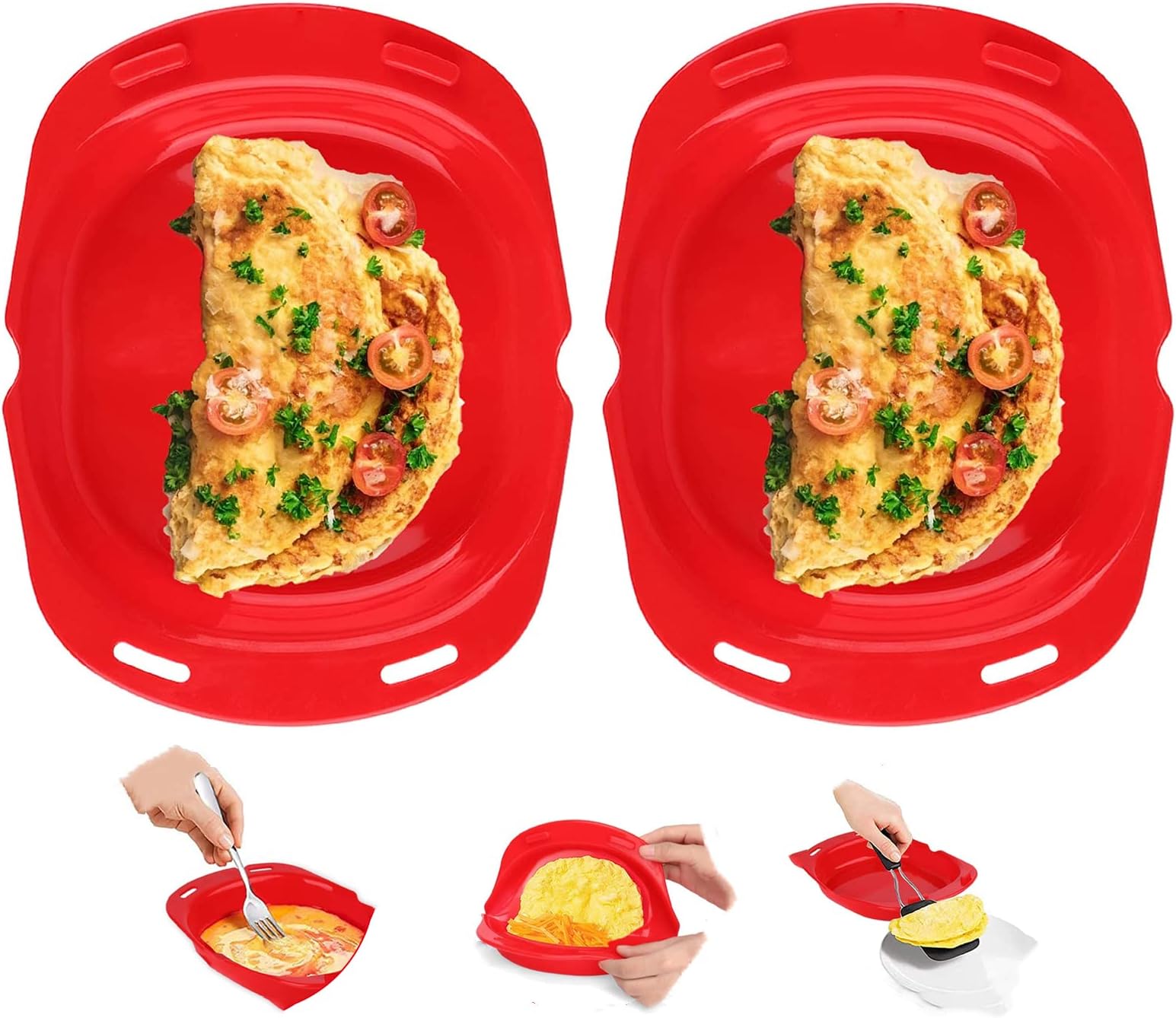 JISON21Silicone Omelette Maker Oven Non Stick Microwave Egg Cooker to Make Egg Roll Egg Pancake Molds Quick Egg Maker for Egg Mcmuffins (2PCS)