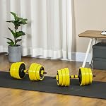 Soozier 44lbs/55lbs/66lbs Adjustable Bar and Dumbbell Set with Bar, Plate Clamp for Strength Training, Full Body Training, Strength Training, Home Sports Space, Ergonomic Exercise