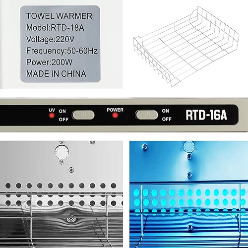 Miniatura 4 de Artist hand Armario calentador de toallas calientes, calentador de toallas de gran capacidad de 16 L, armario de acero inoxidable de calentamiento