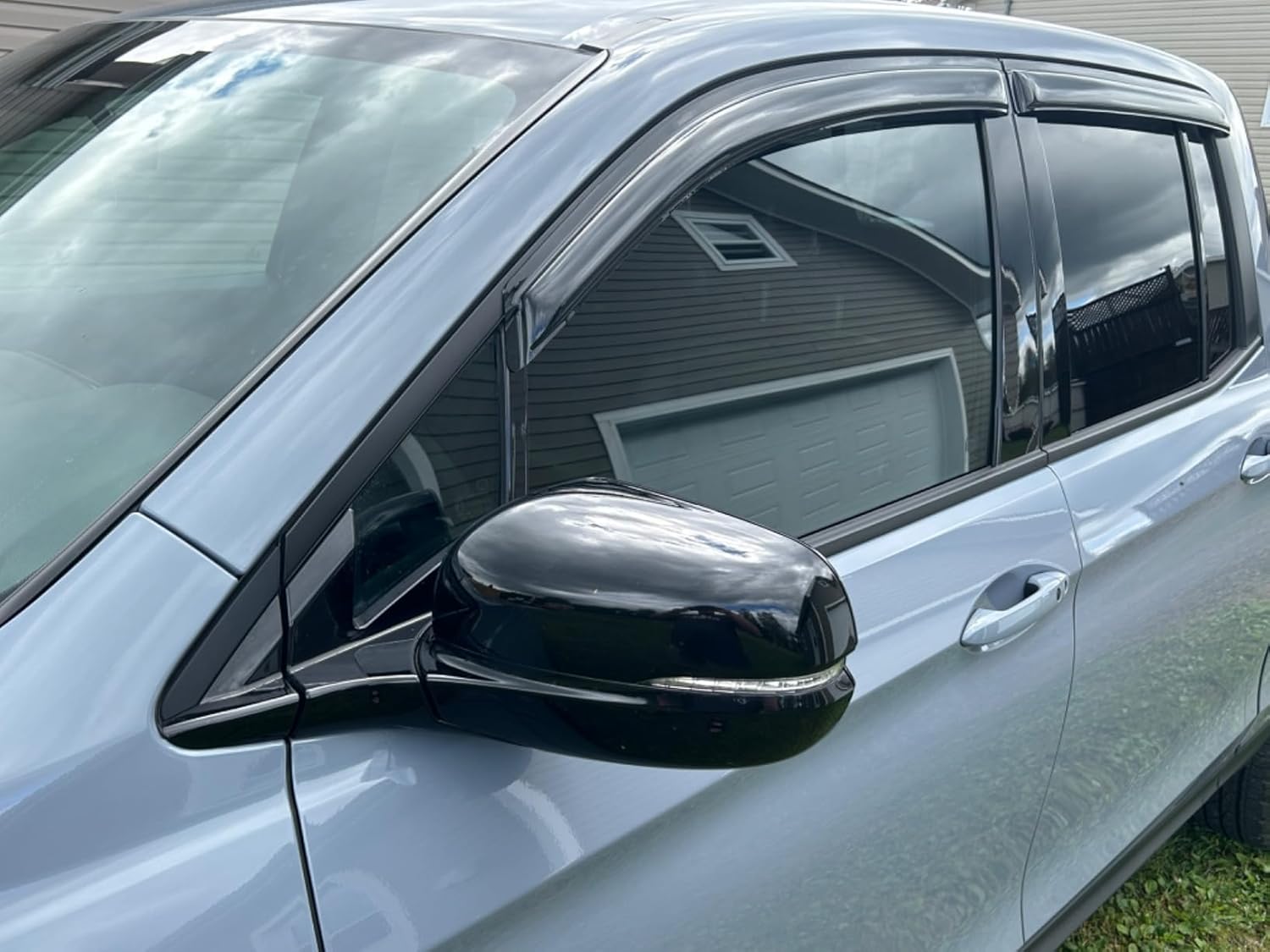 Wensdy 4pcs Outside-Mount Side Window Visor Wind Vent Deflector，Dark Smoke Nice Sun Rain Guard Set fit for 2017-2024 Honda Ridgeline 94276
