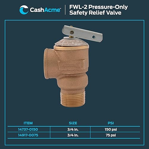 Miniatura 10 de Cash Acme 16372-0150 Válvula residencial de alivio de temperatura y presión NCLX-8 34 pulgadas