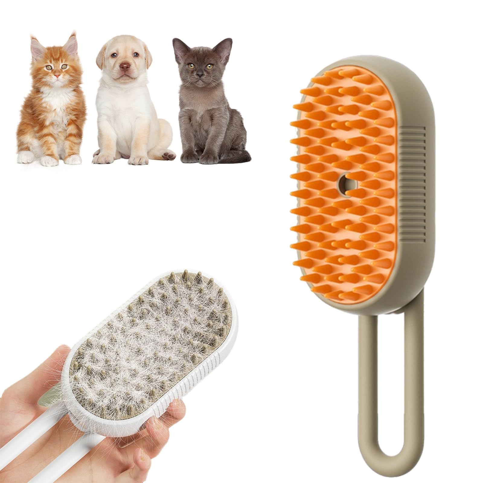 Cat Steam Brush for Shedding, 4 in 1 Rechargeable Steam Brush for Cats and Dogs, Spritz Defur Comb for Cats, Anti-Static, Cleaning, Shedding & Combing