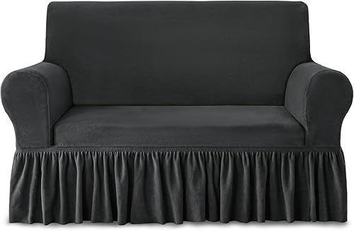 Miniatura 10 de NICEEC Funda para Sillón de Felpa Gruesa de 1 Pieza Cálida Color Rojo Vino Funda Elástica Mullida para Sillón Fundas para Sofá para Sala de Estar