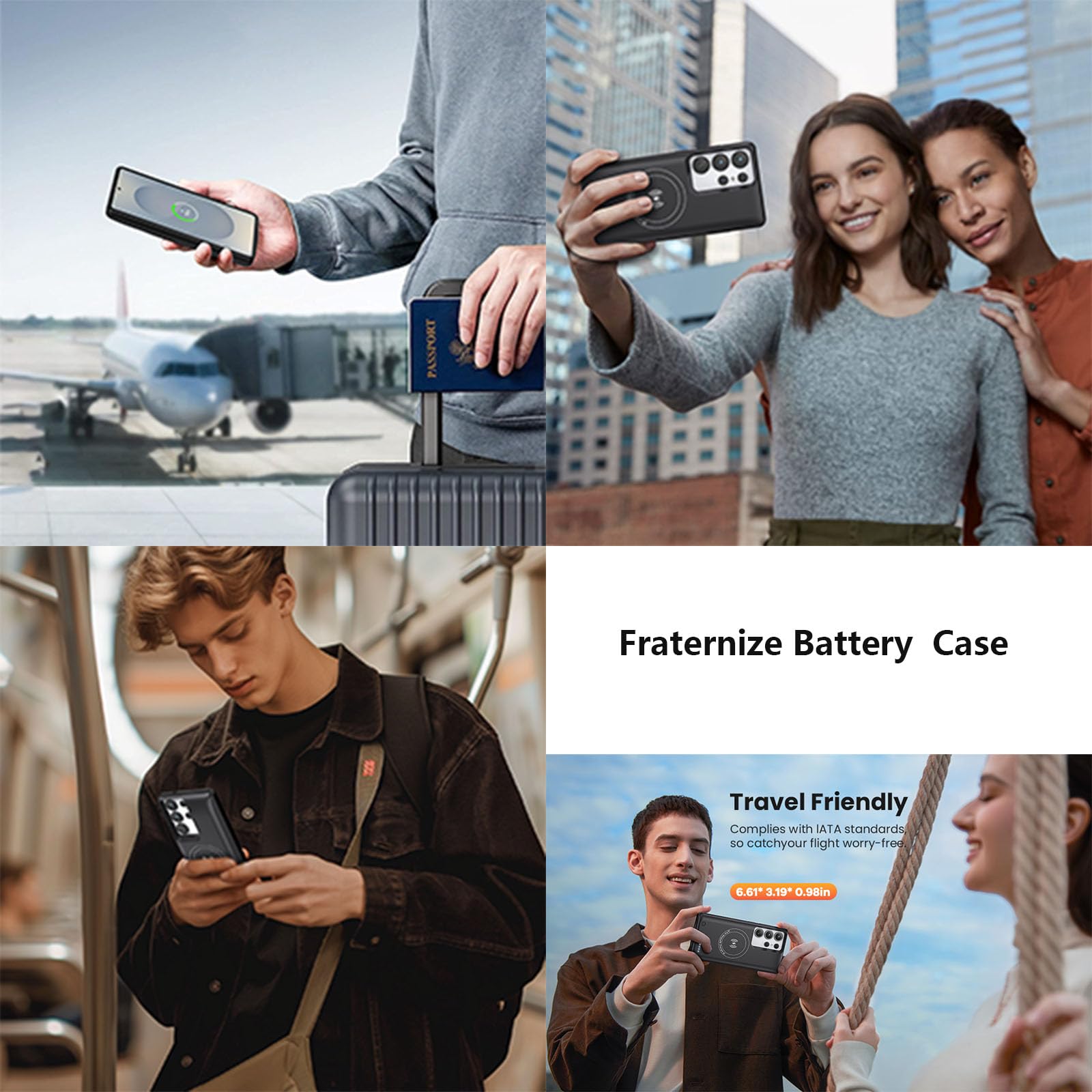 Custodia Batteria per Samsung Galaxy S24 Ultra, Custodia Batteria - Cover di Ricarica Wireless Intelligente, Custodie di Alimentazione Portatili, Caricabatterie Esterno Ricaricabile
