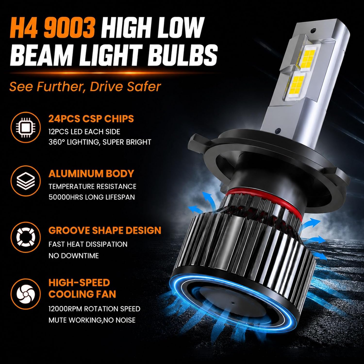 D-Lumina Pair 7x6 H6054 Glass Headlight Housing with H4/9003 Dual Beam