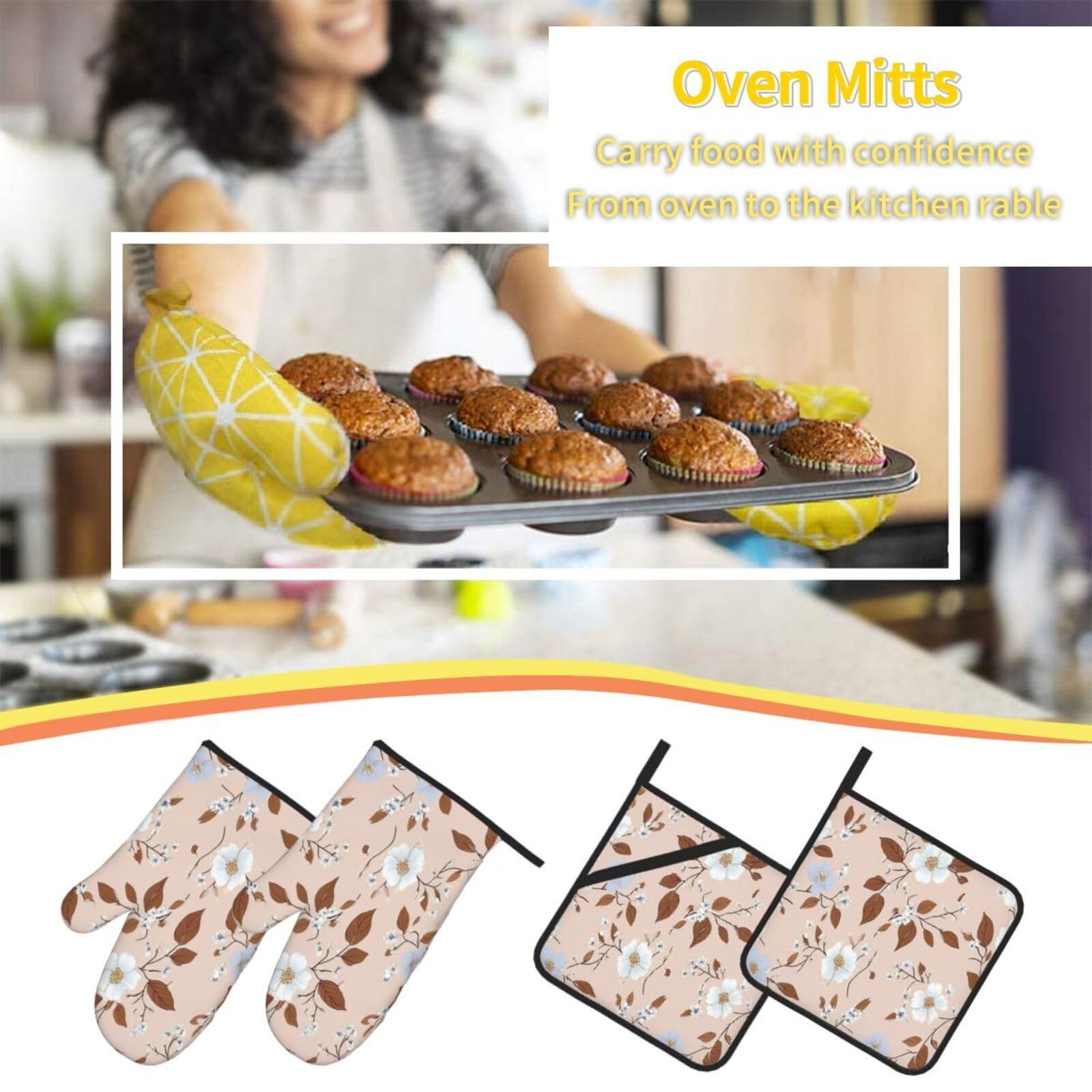 Maniques de Cuisine Gants de Cuisson Lavable en Machine Facile a Nettoyer