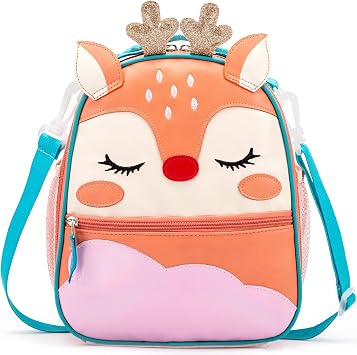 Tongtai Deer Kids Lunch Box Girls/Boys Lunch Bag Cute Animal Insulated Cooler Bag,Children Snack Meal Prep Bag for School/Daycare Kindergarten/Picnic