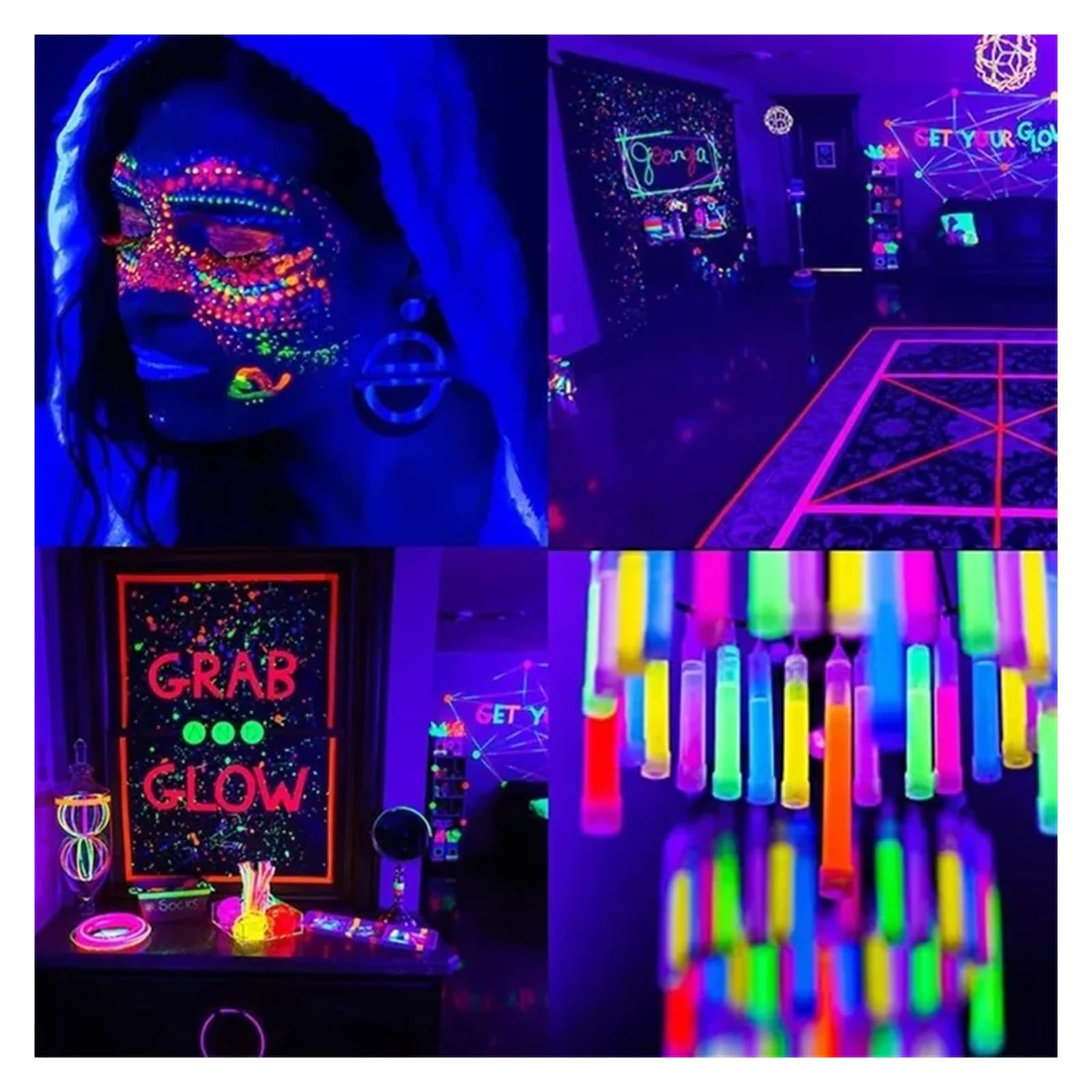 Tubo LED UV fluorescente, lámpara ultravioleta for KTV, Halloween, escenario for fiestas oscuras, correa for DJ, T8 10W USB, Multiuso confiable(UV-Lights- T8-2packs)