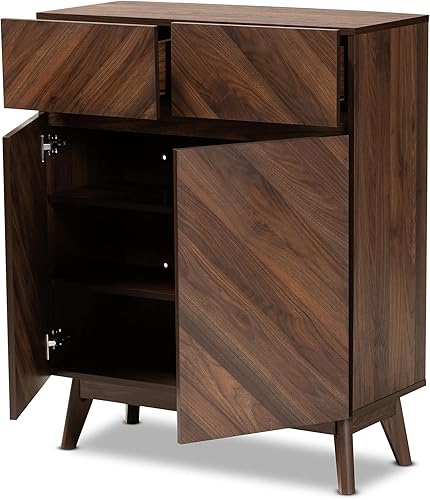 Miniatura 3 de Baxton Studio Hartman Mid-Century - Gabinete moderno de madera con acabado marrón nogal