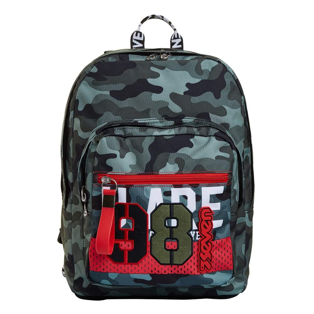 Seven Fitcrew Extra School Backpack, Green, Double Compartment, School and Leisure