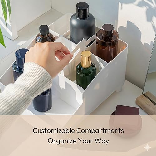 Miniatura 4 de carrotez Organizador de tocador de maquillaje para encimera de cosméticos para el cuidado de la piel, accesorios organizadores compartimentos