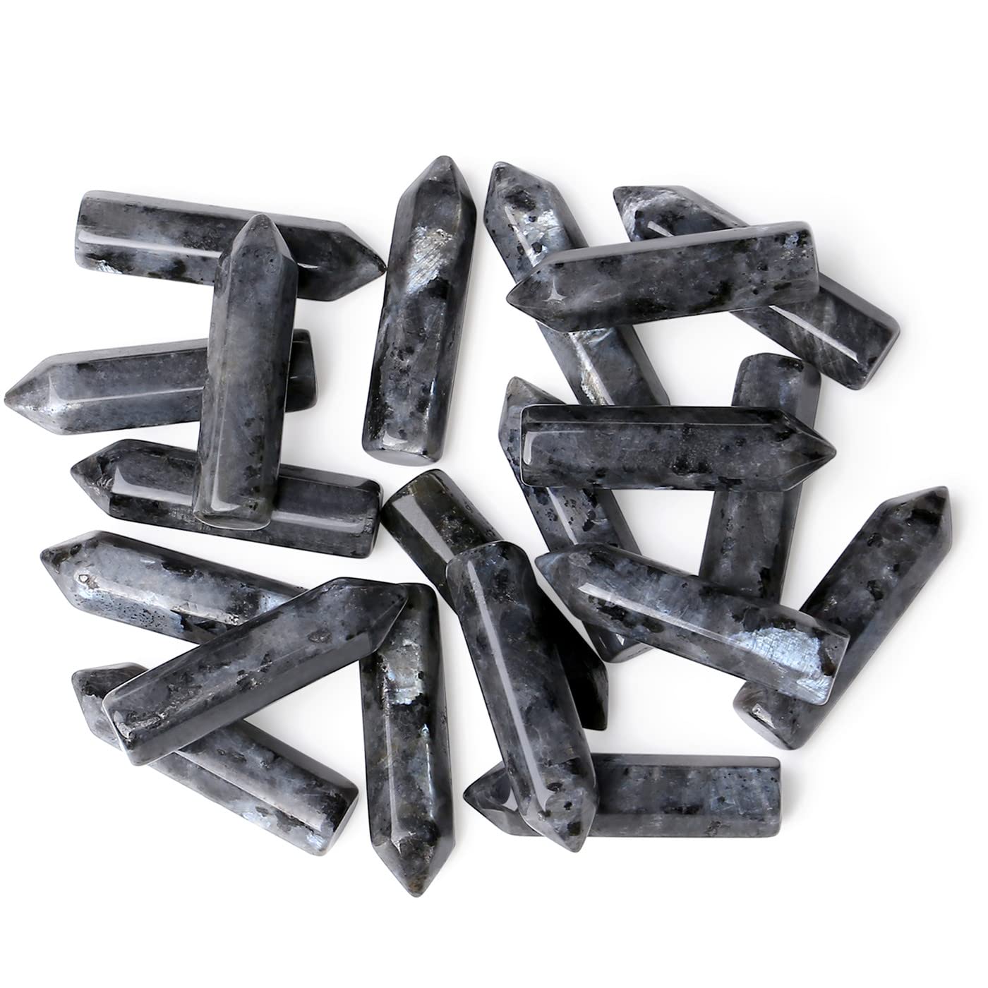 10PCS Black Labradorite Natural Healing Crystals Stones Sets Polished Tumbled Pocket Gemstones Bulk Hexagonal Points Reiki Energy Balancing Chakra