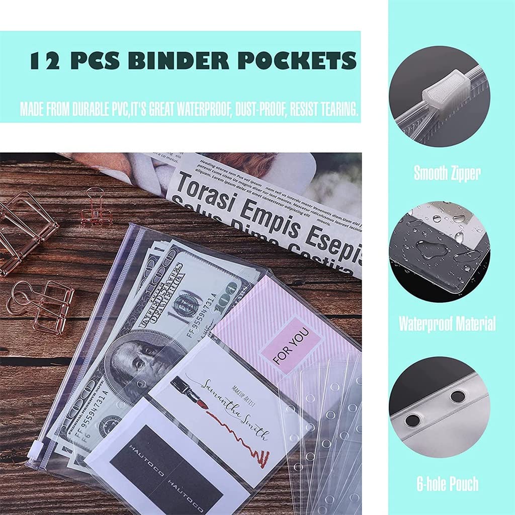 JFDBGU A6 PVC. Sequins Notebook Binder Organizer finanziario/Buste in Contanti/Finanza mensile Journal/Tracker di spese, Libro contabile Personale