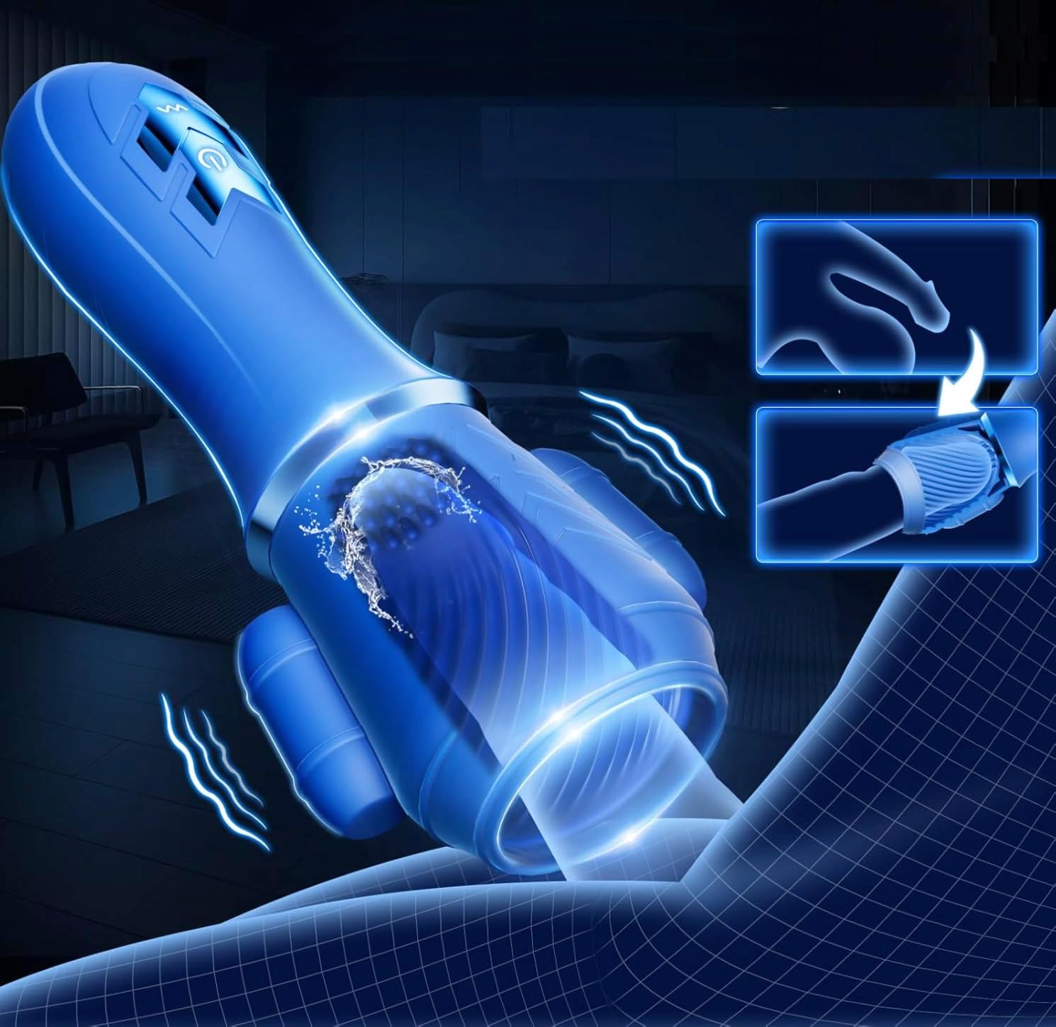 Men's Penis Training Vibrator - 10 Frequency Male Masturbator with Pocket Pussy Trainer KU32239
