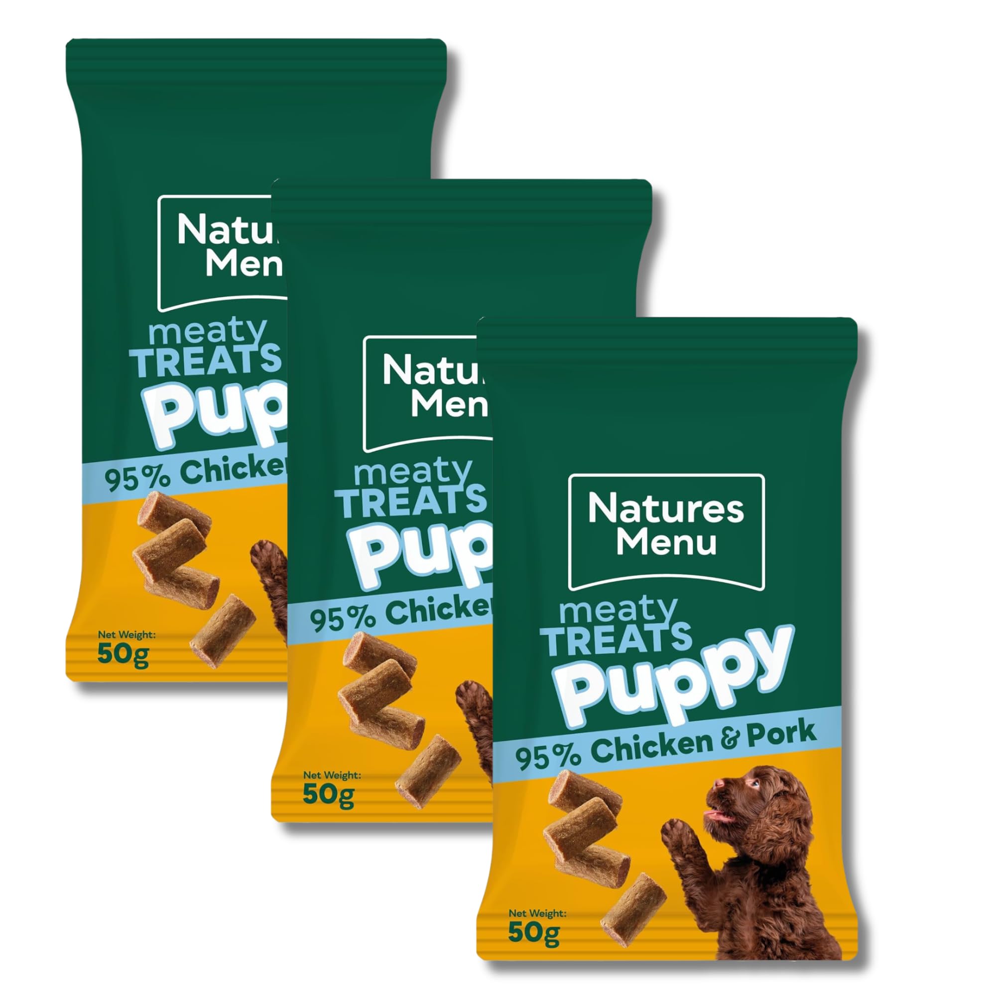 Natures Menu Original Puppy Chicken Real Meaty Dog Treats 3 x 50g