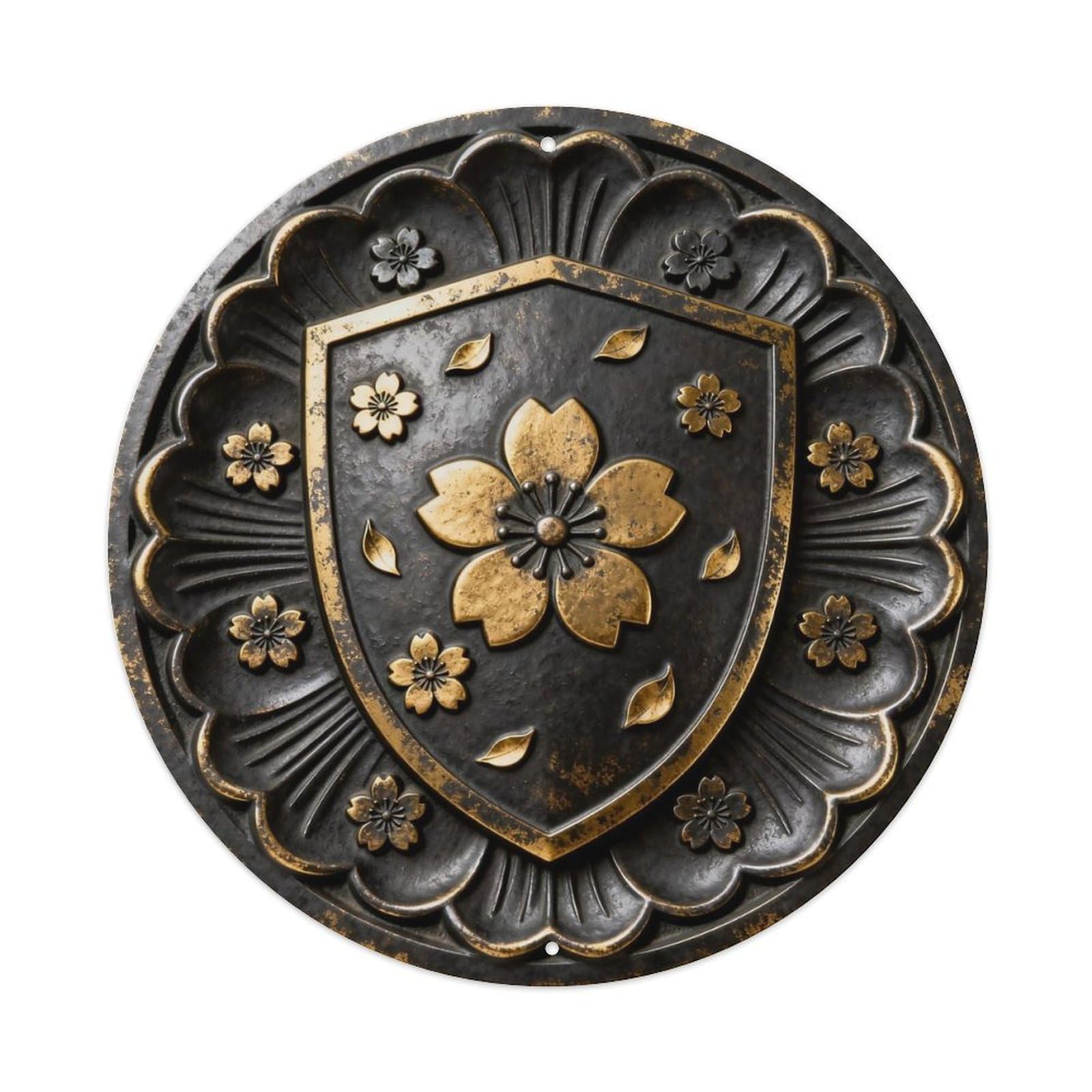 Japan Sakura Samurai Crest Metal Tin Sign Plaque