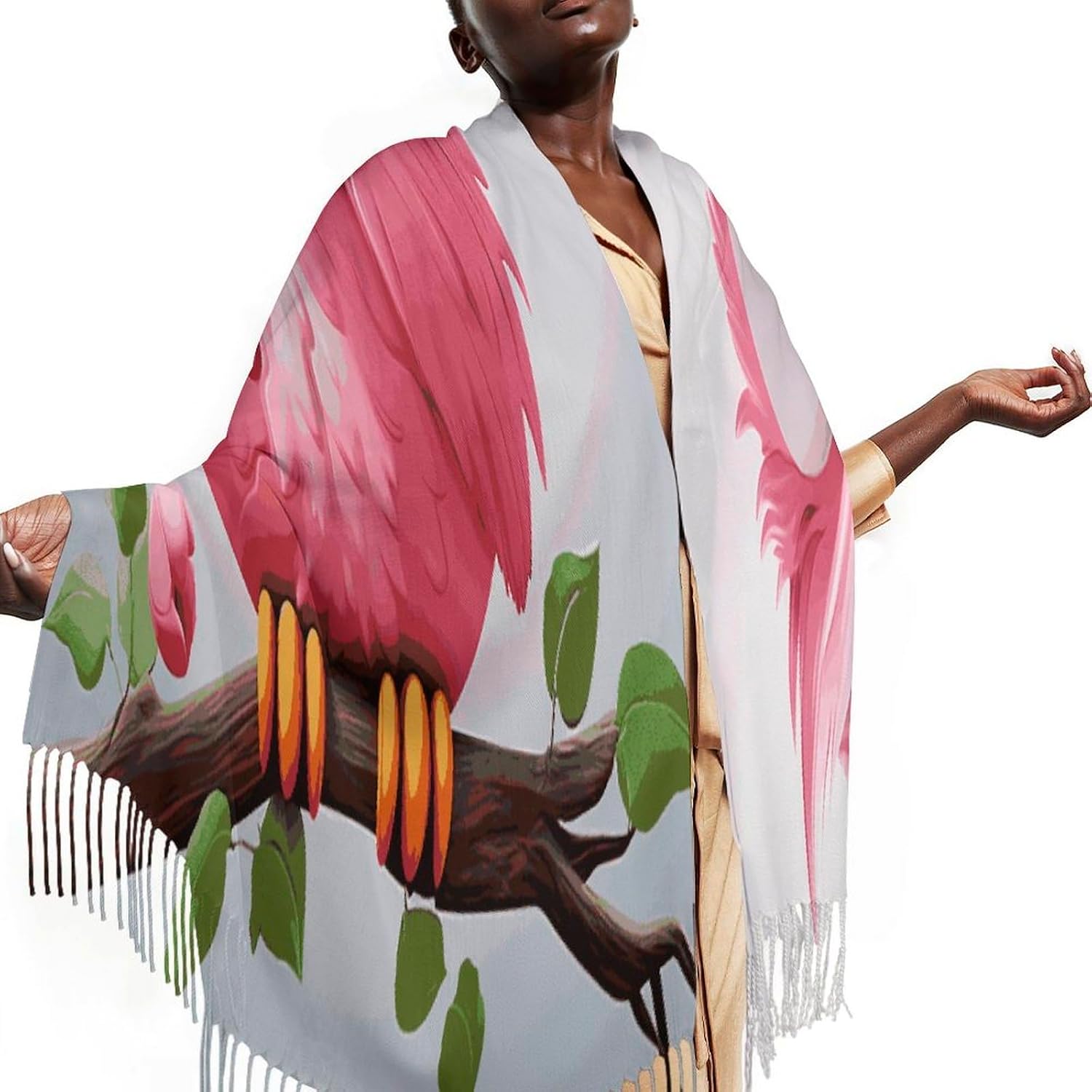 A Pink Owl Scarf for Women Men Soft Warm Fashion Blanket Scarves Classic Cashmere Feel Scarf Long Shawl Large Scarves Cold Weather Thick Blanket Scarfs