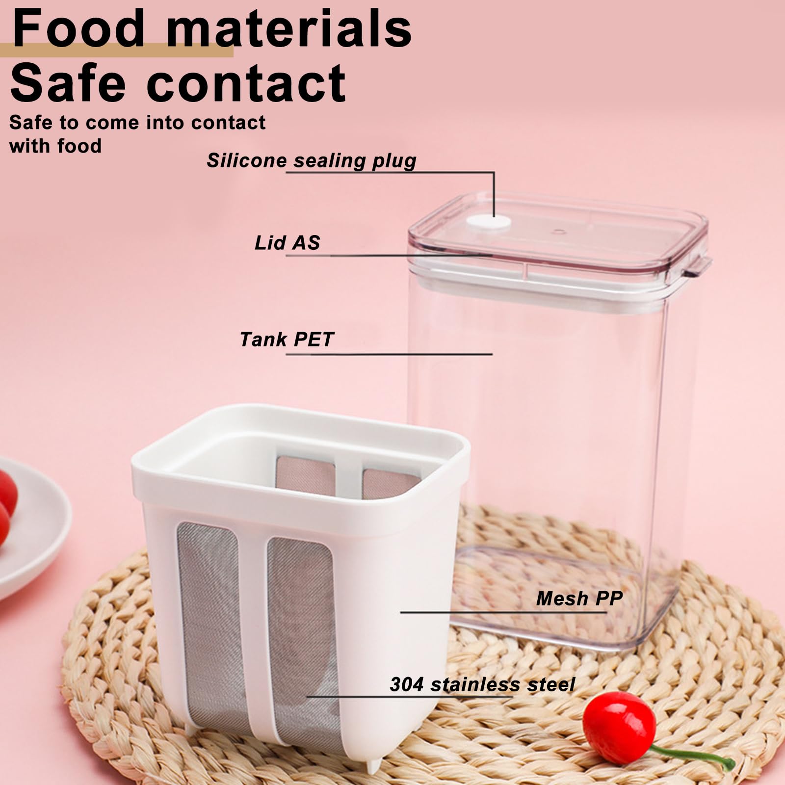 KLKCMS Colino Per Yogurt 1100 Ml - Filtro Per Alimenti In Acciaio Inox, Separatore Di Siero, Filtro Per Latte E Tè - 3
