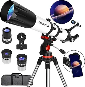Telescópio, telescópio para adultos profissionais de alta potência, abertura de 90 mm, telescópios refratores de 800 mm para iniciantes em astronomia, totalmente multirevestidos com tripé de