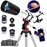Telescope, Telescope for Adults High Powered Professional, 90mm Aperture 800mm Refractor Telescopes for Astronomy Beginners Fully Multi-Coated with AZ Mount Tripod & Phone Adapter & Carry Bag