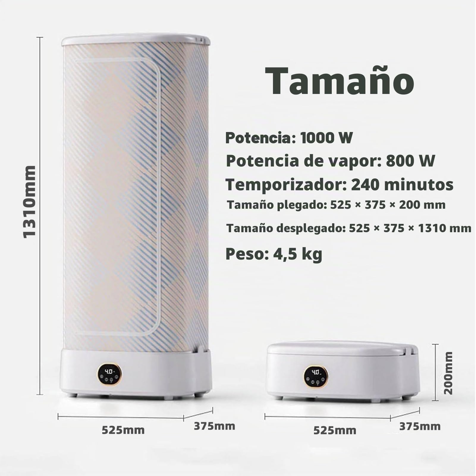 Máquina de planchado a vapor automática Máquina de planchado plegable de secado de 1000 W Temporizador De 240 Minutos Y Temperatura Constante De 360° Rápida y fácil de Usar（Ayuda para planchar）
