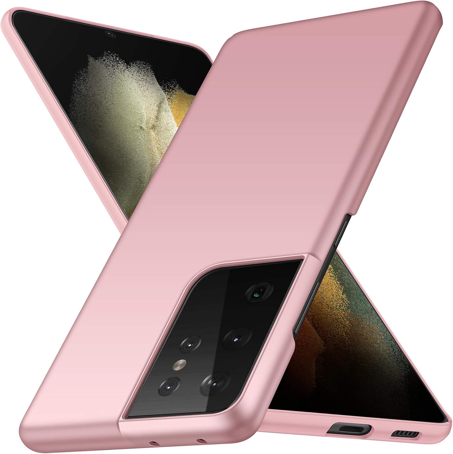 ORNARTO Case for Samsung S21 Ultra,Thin Premium Hard Plastic Matte Finish Anti-Scratch Cover Cases for Samsung Galaxy S21 Ultra (2021) 6.8' Rose