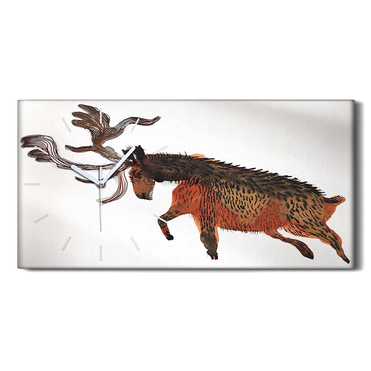 Horloge sur Toile Big It Antlers Deer Aquarelle Décoration Salon 60x30cm