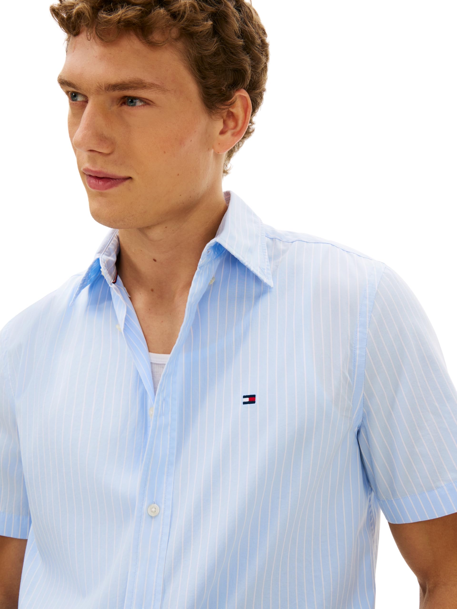 Tommy Hilfiger Flex Poplin STP SS Shirt Mw0mw42860 Chemise S/S Homme (Lot de 1)