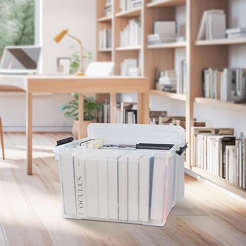 Miniatura 3 de Hespama Caja de almacenamiento de plástico transparente de 50 cuartos de galón con ruedas, 4 paquetes