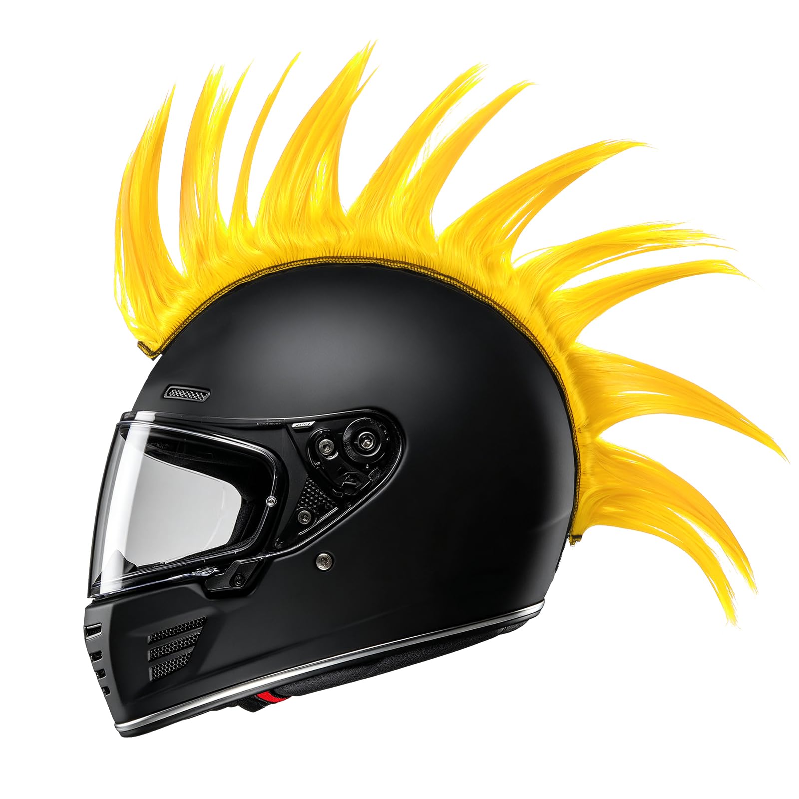 Helmet Mohawk Wigs Spike Hairpiece Universal Bike Motorcycle Scooter Helmet Accessory with Adhesive Fastener Fancy Dress Hairpiece for Scarecrow Festival Cosplay Carnival Halloween Party (Yellow)