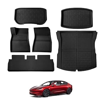 Tesla Model 3 Y Cargo Mat Cargo Liners 3D TPE All Weather Trunk Frunk Storage Mat