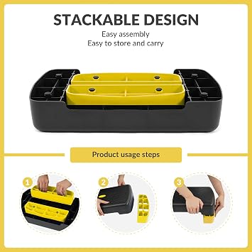 Fitvids 18 Aerobic Step Platform, Workout Stepper with Adjustable 2 Stackable Risers 3 5.5 for Home Gym Small Space, Exercise Step, Multiple Option