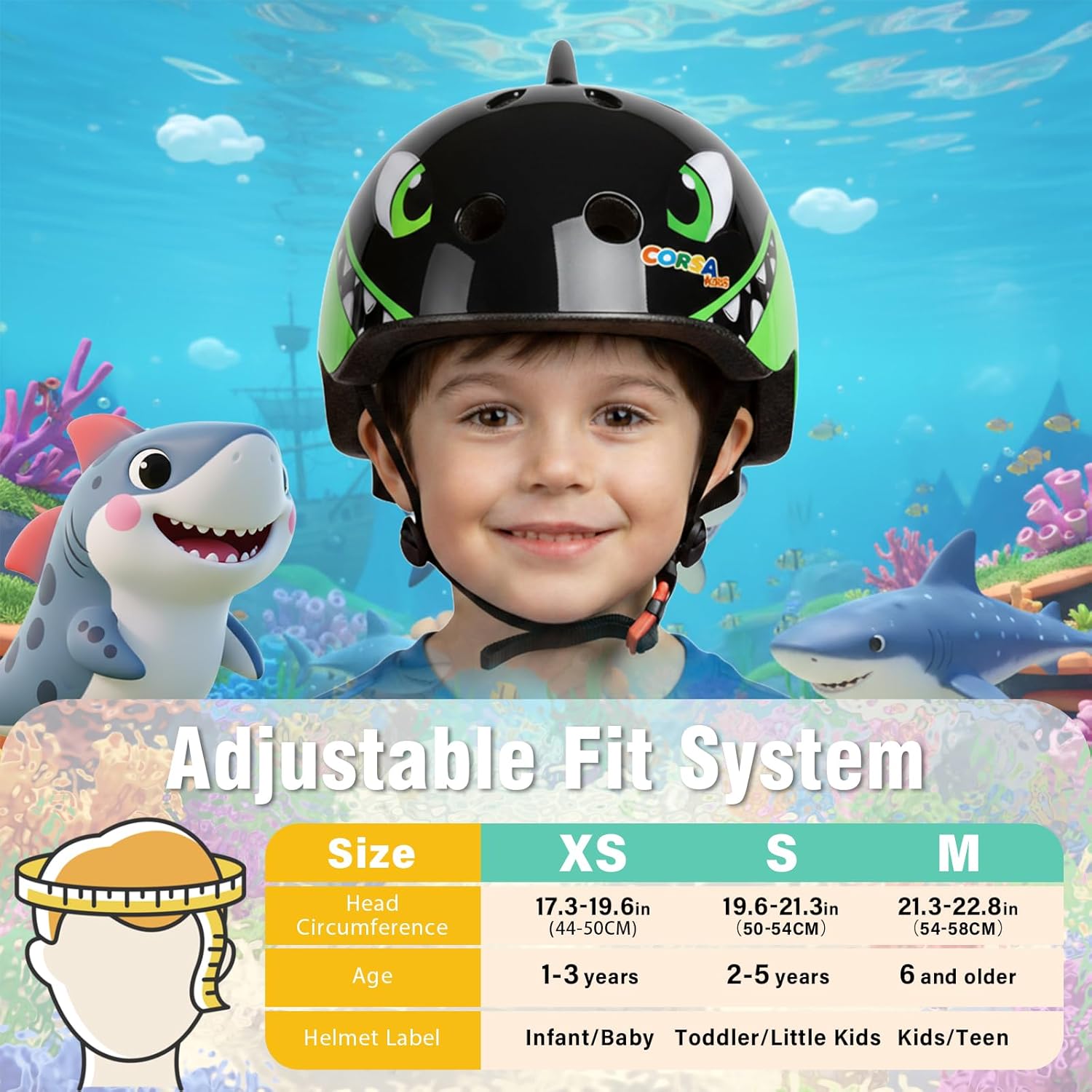 Kids Toddler Bike Helmet, Adjustable and Multi-Sport for Child Boys and Girls, 2 Sizes - Image 4