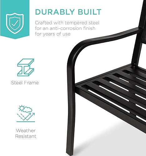 Miniatura 4 de Best Choice Products Banco de jardín al aire libre con mesa central extraíble, metal de acero de doble asiento para patio, porche, patio trasero con