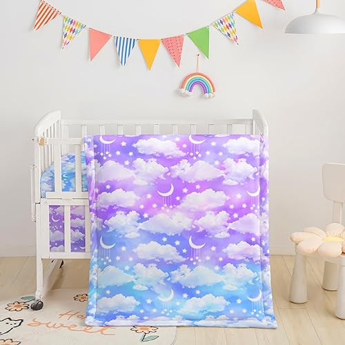 Axolotl Moon Stars - Juego de ropa de cama para cuna para niñas, juego de cama de 3 piezas para cuna de bebé, juego de cama suave con edredón,