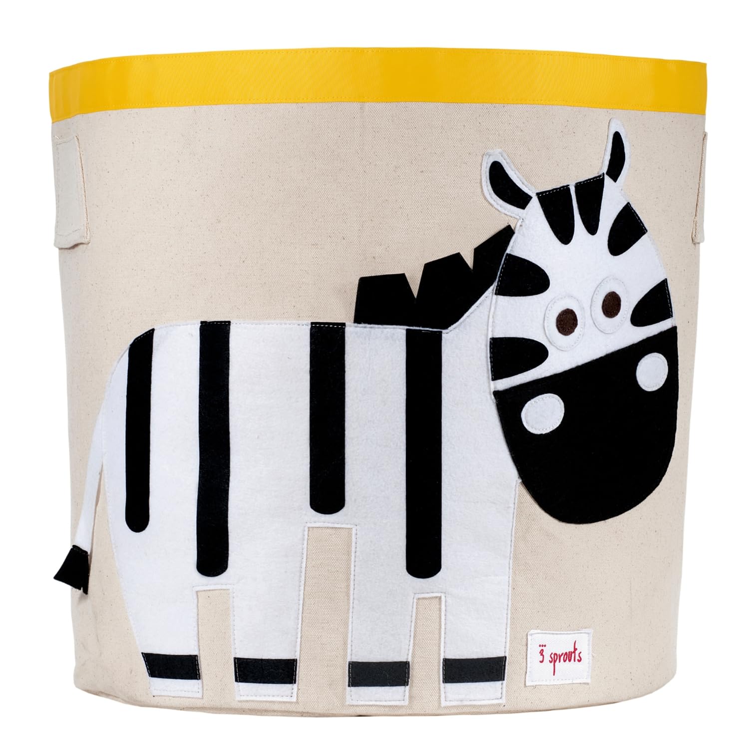3 Sprouts Large Cotton Canvas Toy Storage Basket - Durable Baby Laundry Organizer with Handles, Kids Foldable Toy Basket for Playroom & Nursery Decor, Zebra