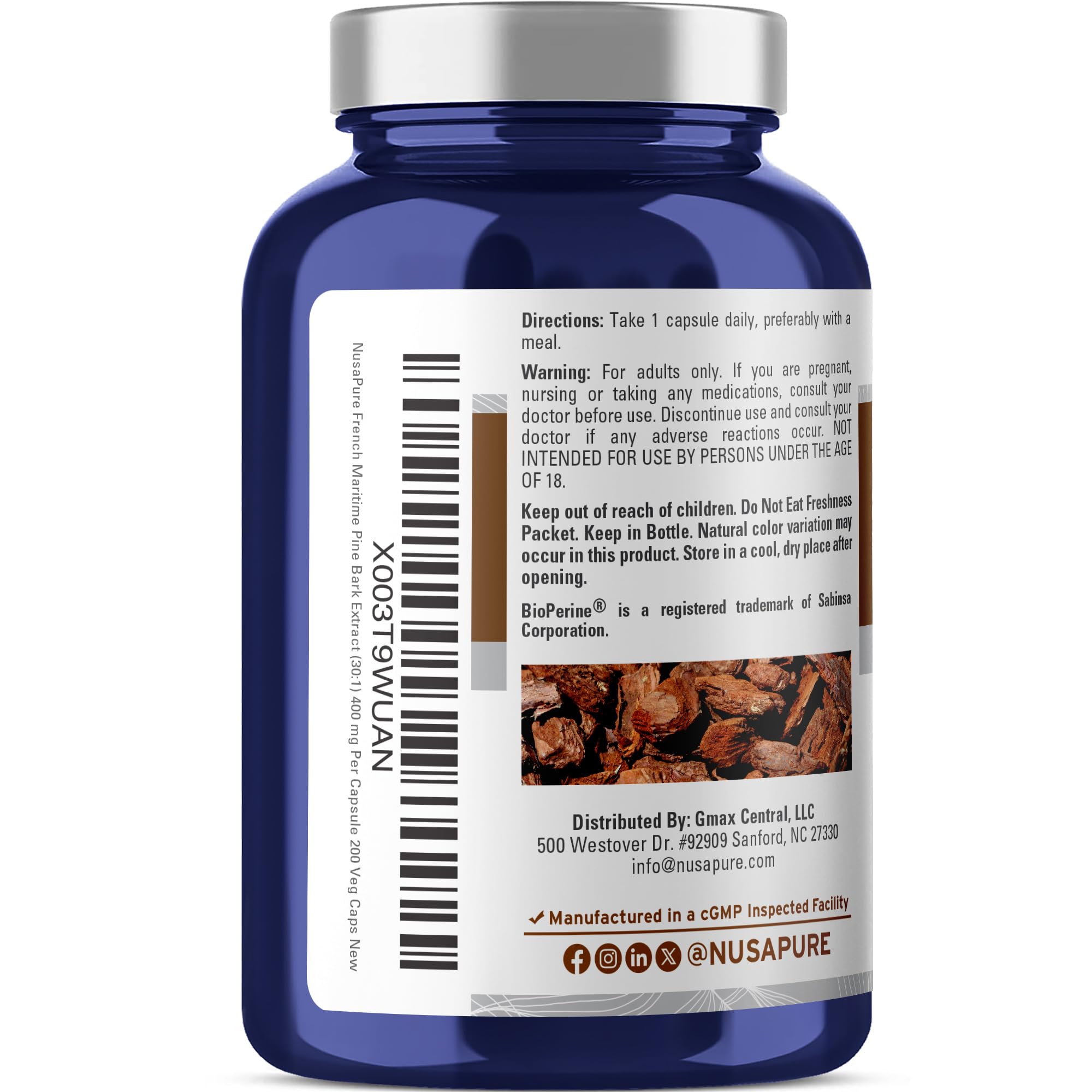 French Maritime Pine Bark, Vegan, 400mg, 200 Veg Capsules - 200 Servings — Amazon image 3