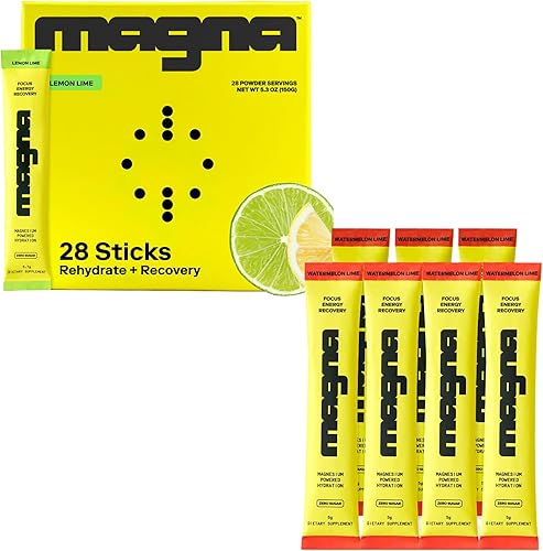 MAGNA Paquete de mezcla de bebidas en polvo de electrolitos  sabores de limón lima y sandía lima, 35 porciones  Hidratación, energía y apoyo de