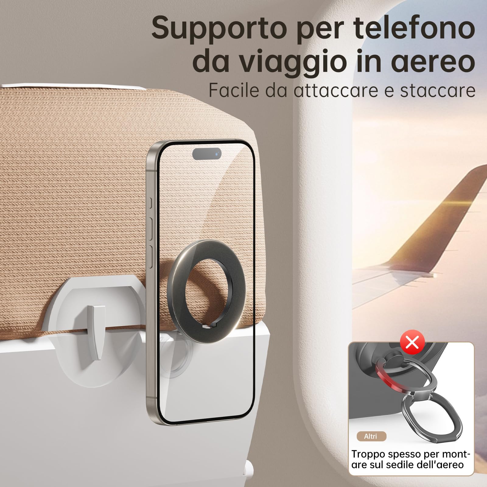 SYNCWIRE Supporto per Anello Magnetico per Telefono, Impugnatura per Telefono Portatile, Supporto per Telefono Regolabile per MagSafe Compatibile con iPhone 16/15/14/13/12 e Tutti i Telefoni