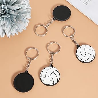 10 Pcs Volleyball Keychain, Volleyball Luggage Tags for Travel Suitcases Labels with Metal Ring, Volleyballs Volleyballs Key Chain Bulk for Team Sport Lovers Ball Lovers