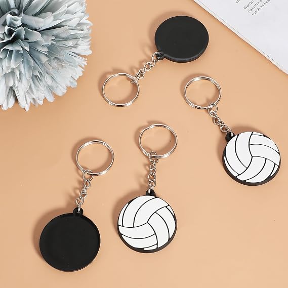 10 Pcs Volleyball Keychain, Volleyball Luggage Tags for Travel Suitcases Labels with Metal Ring, Volleyballs Volleyballs Key Chain Bulk for Team Sport Lovers Ball Lovers