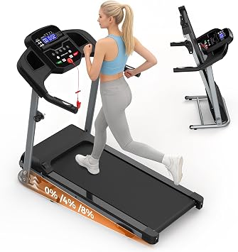 Lastforever Folding Treadmill for Home Use, 2.5HP Quiet Motor, 0.57.5 MPH with 8% Manual Incline, Compact Electric Treadmill with LED Display, 300 LBS Capacity, Cup Holder & Safety Key Grey