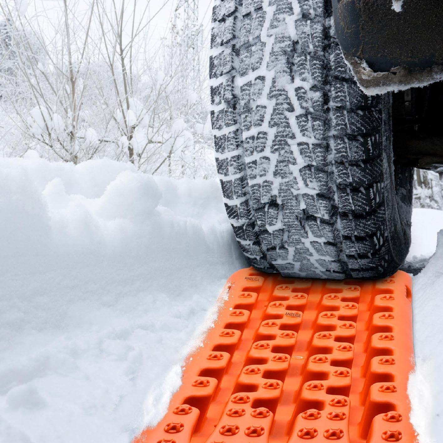 Lamiere di sabbia Offroad 2 pezzi – Piastra di trazione Offroad | 10 tonnellate di trazione per neve fango e terreni | gommini antiscivolo croce e pentagono | nylon leggero | arancione